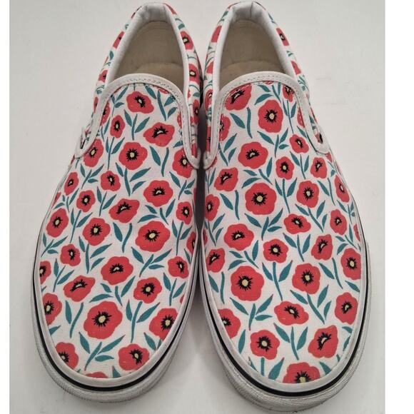 Vans California Poppy Floral Slip On Skateboarding Shoes Size 10.5 Women's - Picture 2 of 7
